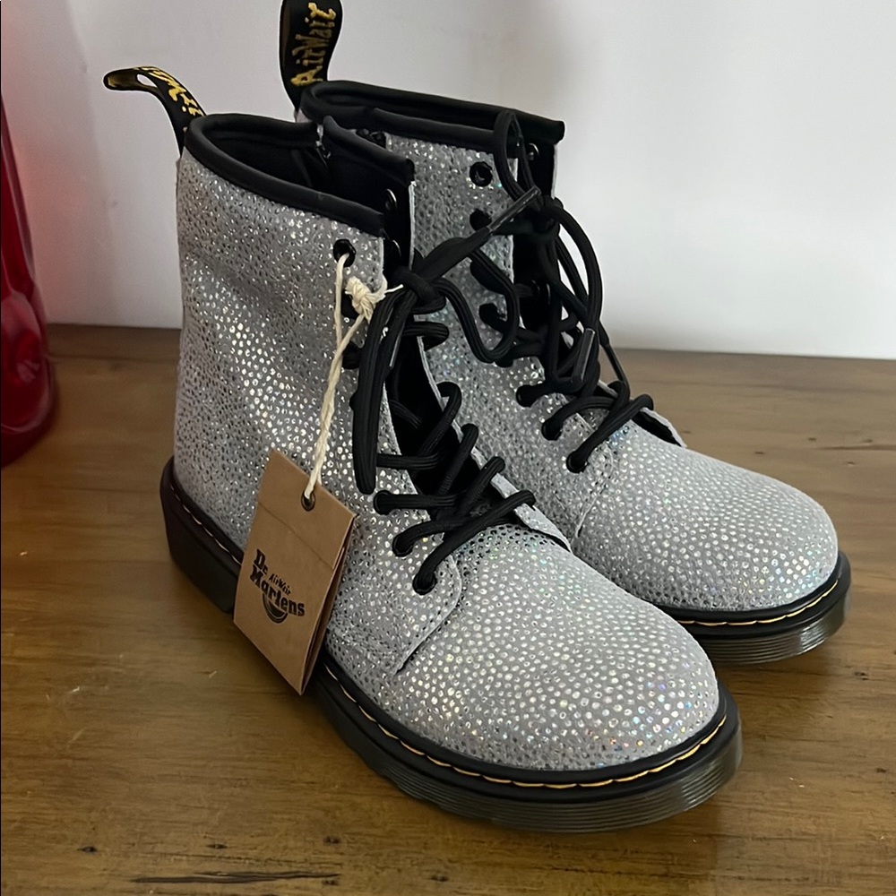 Dr. Martens Silver Glitter Women's Boots